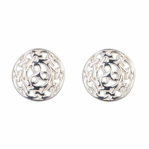 Irish Sterling Silver Celtic Stud Trinity Earrings