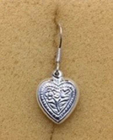 Sterling Silver Engraved Victorian Heart Earrings (1 pair)