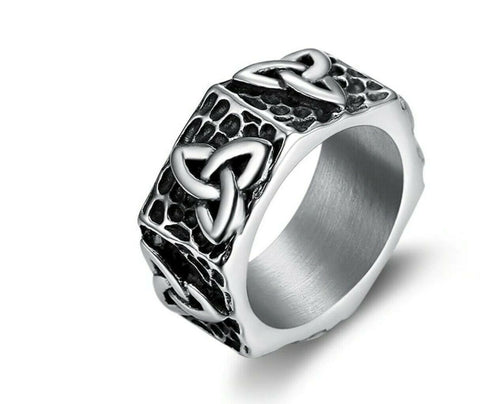 Stainless Steel Celtic  Trinity  Ring 10mnm width