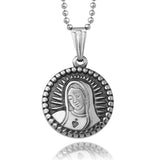 Stainless Steel Virgin Mary  with Sacred Heart Pendant and 18 in Chain