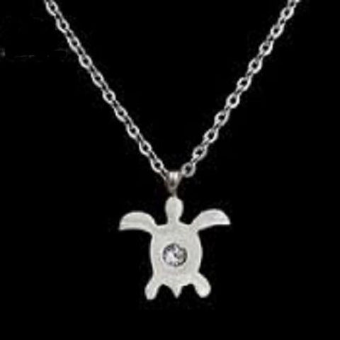 Stainless Steel 18 In Link  Chain Necklace with CZ in 12 mm  Tortoise pendant