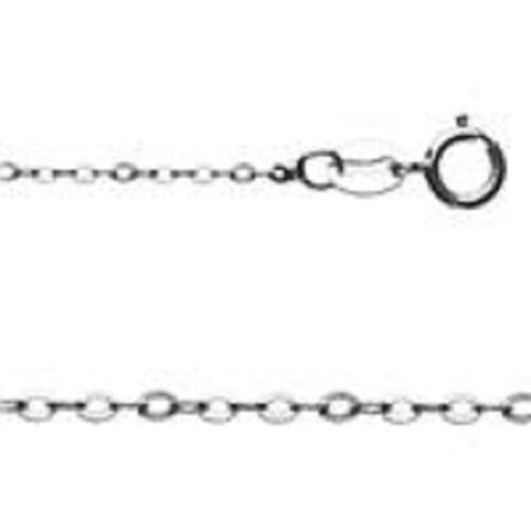 Sterling Silver 18in, 1.3mm Flat Oval Cable Chain with Spring Ring