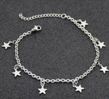 Stainless Steel Star Anklet 3mm  20cm (7.87 in) plus 5 mm extender (1.97 in)