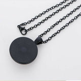 Black and White Celtic Triskelion Glass  Pendant Necklace  with black chain