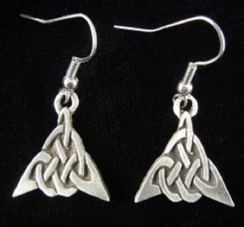 Pewter Triangle Celtic Knot Earrings