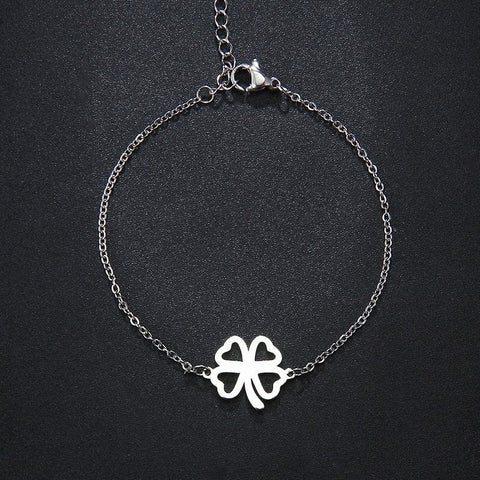 Celtic Stainless Steel Four Leaf Clover bracelet 7 in plus 2 in extender