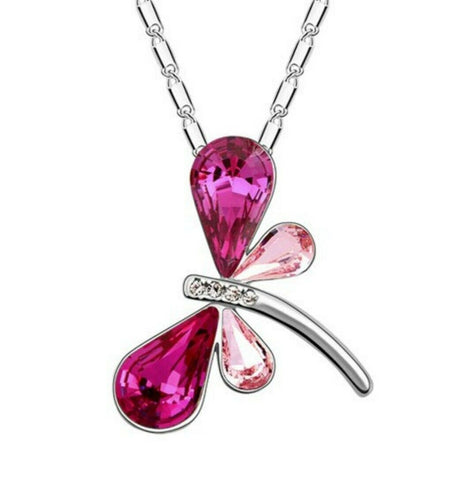 Crystal Dragonfly Necklace with Chain