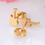 Stainless Steel Post Guitar Gold Color Stud Earrings