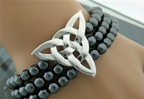 "The Strength" Hematite & Celtic Knot Trinity Stretch Bracelet