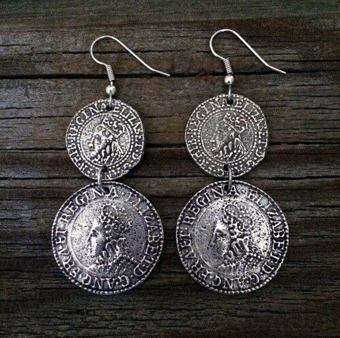 Pewter Buccaneer Elizabethan Earrings
