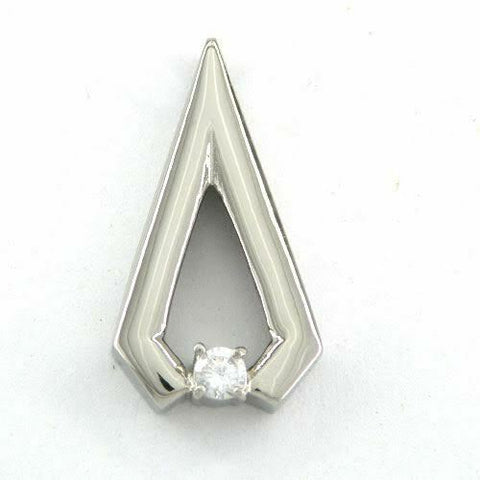 Stainless Steel Slim Triangle Pendant Clear CZ  no chain
