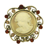 Vintage Style Rhinestone Cameo Brooch/ Pin  or Pendant Gold Color