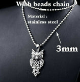 Celtic Owl Necklace with 60 cm stainless steel 3mm ball chain