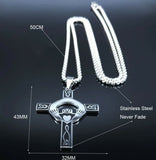 Celtic Knotwork Stainless Steel Claddagh Cross Pendant  with 20 in box chain