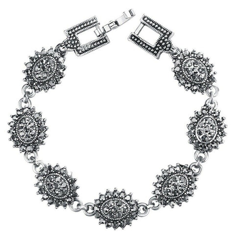 Silver Plated Turkish Style bracelet with black stones