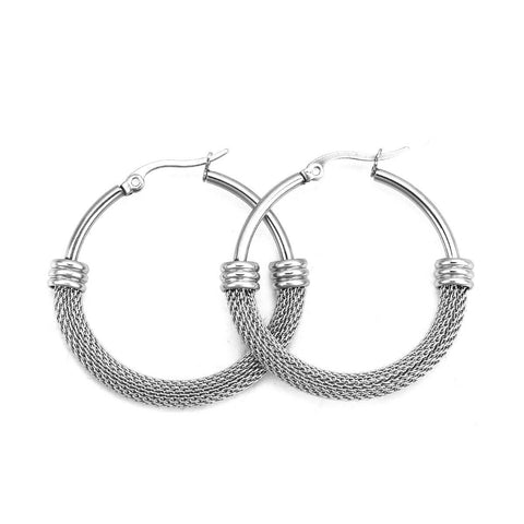 304 Stainless Steel Hoop Earrings 3.9cm(1 4/8") x 3.7cm(1 4/8")