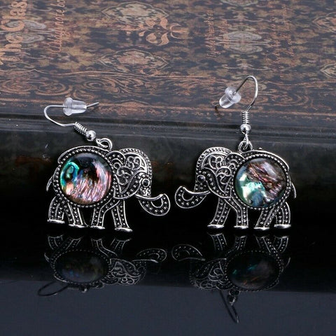 Abalone Elephant Earrings