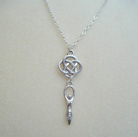 Celtic Knot Earth Mother Goddess Charm Pendant Necklace  with 60 cm chain