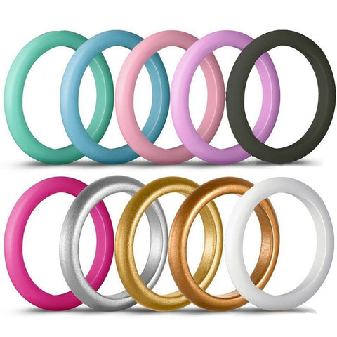 10 Piece 3mm Hypoallergenic Crossfit Flexible Sports Silicone Rings SZ 7