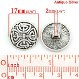 Zinc Alloy Metal  Shank Buttons Round Antique Silver Celtic Knot 17 mm (10 item)