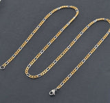 STAINLESS STEEL Gold and Silver Tone FIGARO CHAIN 20 in long 3mm wide