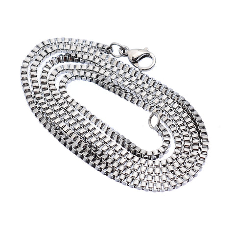 Stainless Steel 19 5/8 in (50cm) 2 mm Box Neck Chain Necklace