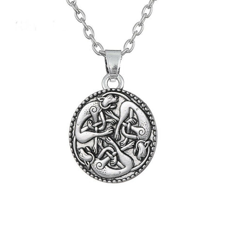 Double Sided Celtic Knotted Cats Necklace with 18 in Chain and 2 inch extender
