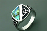 Genuine Abalone Trinity Ring, Trinity Knot Stainless Steel Ring