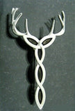 Rhodium Plated Pewter Celtic Royal Trinity Stag Kilt Pin Rhodium Bright Finish