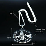 Stainless Steel  St Francis Laser Engraved  Pendant and 20 in rounded box chain