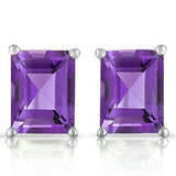 1.14 CT AMETHYST 0.925 STERLING SILVER W/ PLATINUM EARRINGS 4 x 6