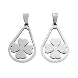 Stainless Steel Pendant Four Leaf Clover  42 mm(1 5/8") x 23mm( 7/8") incl bail