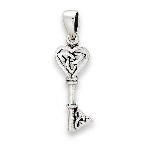 STERLING SILVER CELTIC KEY WITH TRIQUETRAS PENDANTl