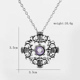 Scottish Thistle Cross Necklace with Purple Crystal with 50 cm(19.69 in) chain