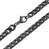 Men's Necklace Stainless Steel Chain Cuban Link Black Necklace 24 in 5 mm