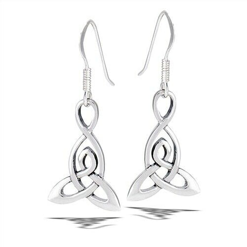 STERLING SILVER HIGH POLISH CELTIC TRIQUETRA DANGLE EARRINGS