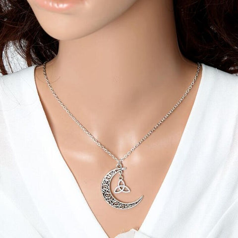 Celtic Crescent Moon with Trinity Necklace with chain