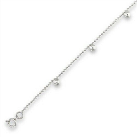 Stainless Steel Ball Anklet 9.5 inches with 2 in extender