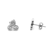 Celtic Stainless Steel Triskele Ear Studs  9mm x 9mm