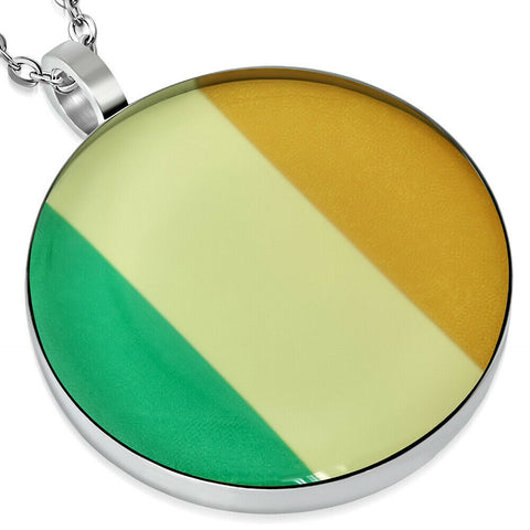 Stainless Steel Flag Of Ireland Circle Pendant without chain