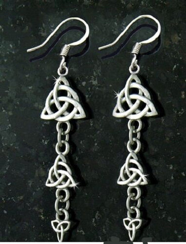 316L  Stainless Steel Celtic Dainty Triple Trinity dangle Earrings