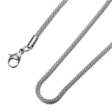Stainless Steel 25.6 Inch (65 cm) 2.4mm Mesh Chain Necklace