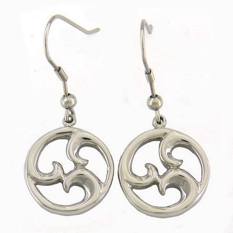 Stainless Steel Whirl Wheel Shiny Earrings
