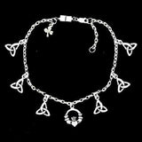 Pewter Celtic Claddagh and Trinity Anklet with Magnetic Clasp 9 In with 2 in ext