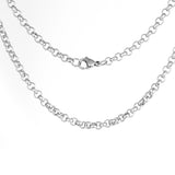 Stainless Steel Rolo Chain Necklace Silver Tone 74.5 cm(29 3/8") long, 4 mm wide