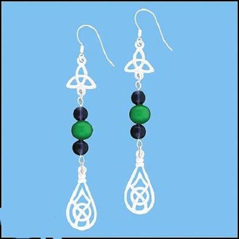 Pewter Celtic Knotwork & Bead Earrings