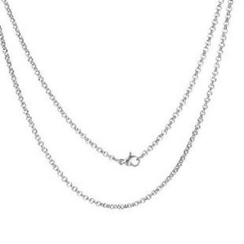 Stainless Steel Rolo Chain Necklace Silver Tone 51cm(20 1/8") long, 2.5 mm wide