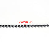 Stainless Steel 2.4mm Gunmetal(looks black)  75.5cm(29 6/8") long Ball Chain