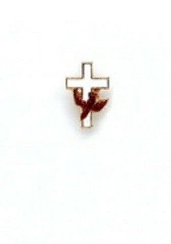 White Cross with Red Holy Spirit Lapel Pin (2 Pieces) Made in USA