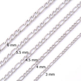 STAINLESS STEEL FIGARO CHAIN 22 in 3mm